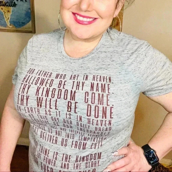 🤑 Gray Heathered Our Father Lord’s Prayer Tee - Picture 8 of 12